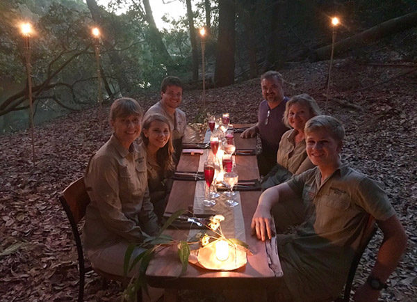 Irwins eating dinner.