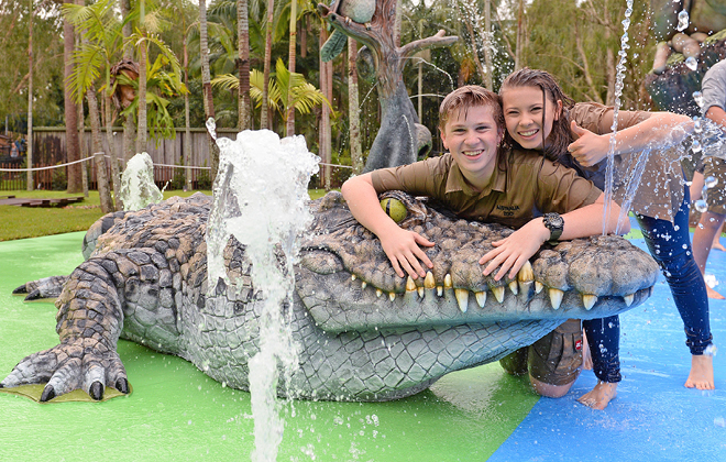 Bindi and Robert at the water park.